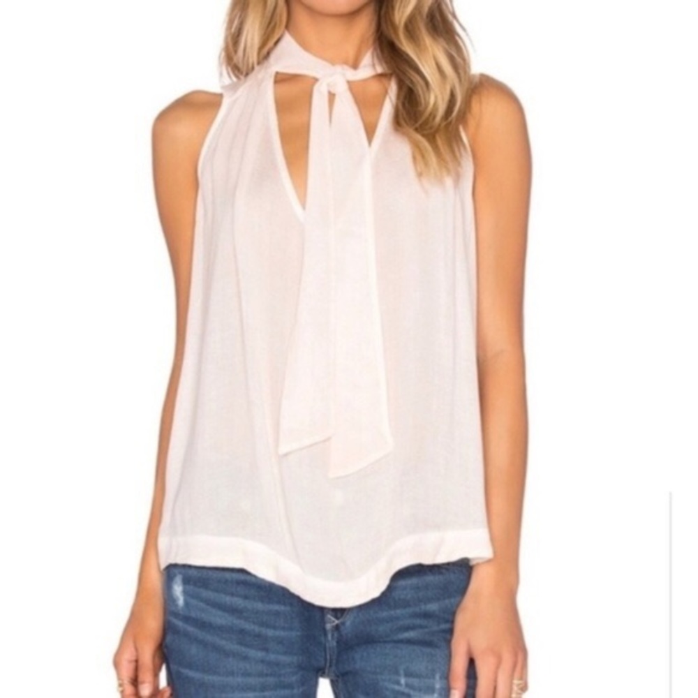Free People Light Champagne Color Tank Top With Neck Tie Size Extra Small